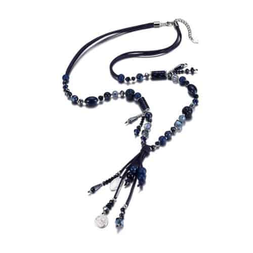 Ketting Lang Blauw Kralen