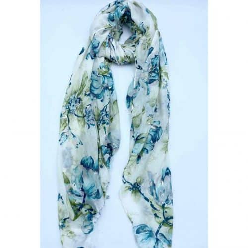 Sjaal met bloemen groen