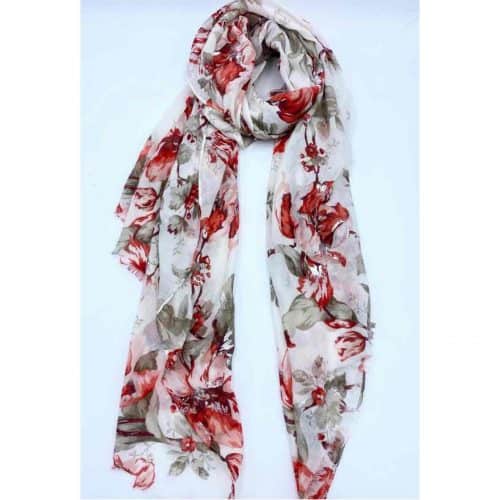Sjaal met bloemen rood