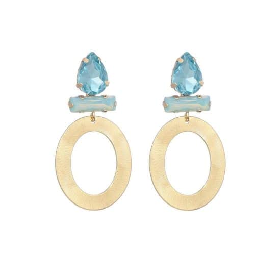 Oorbellen Goud Steen Blauw