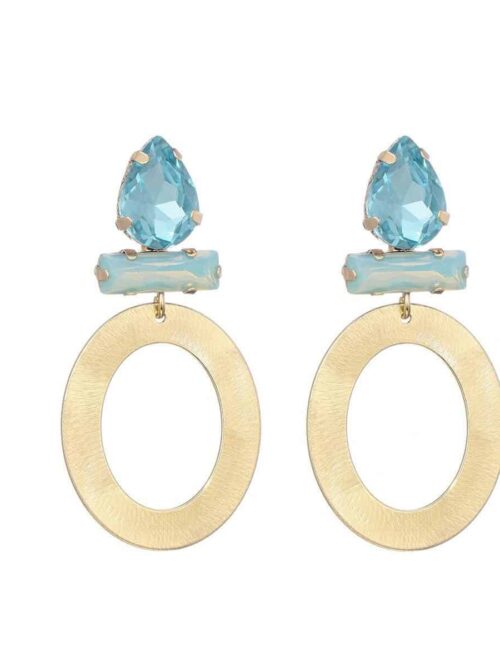 Oorbellen Goud Steen Blauw