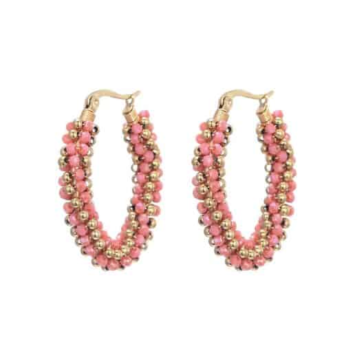 Oorbellen Goud Steen Peach