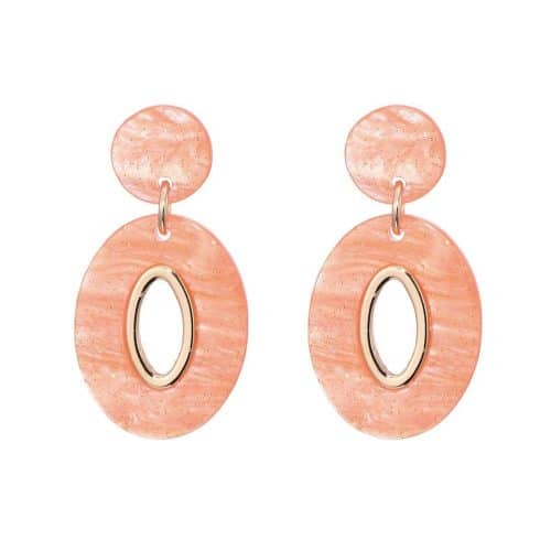 Oorbellen Goud Steen peach