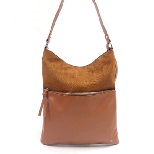 Schoudertas Camel Leer Suede