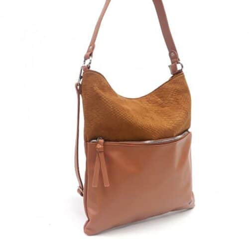 Schoudertas Camel Leer Suede - Afbeelding 3