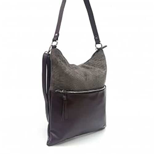 Schoudertas bruin leer suede