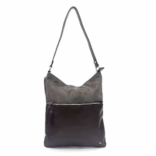 Schoudertas bruin leer suede - Afbeelding 2