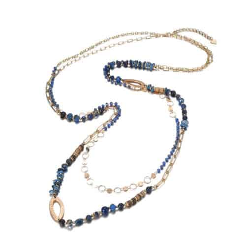 Ketting Lang Goud met Blauw