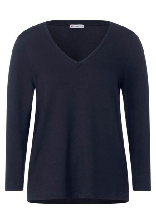 Street One shirt v-hals blauw