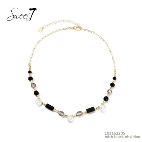 Sweet 7 ketting blauw goud