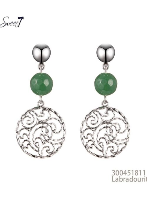 Sweet 7 oorbel groen zilver