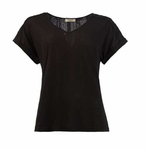NED t-shirt v-hals zwart