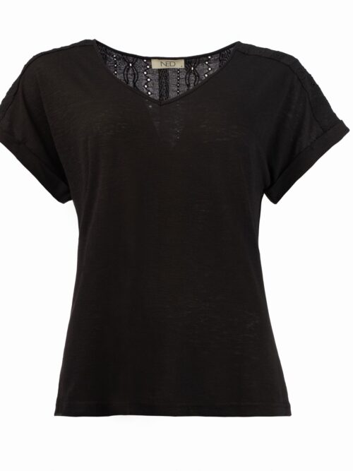 NED t-shirt v-hals zwart