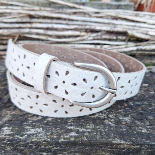 Trezz riem 2,5 cm ecru perfo