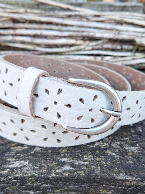 Trezz riem 2,5 cm ecru perfo