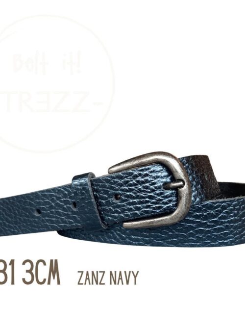 Trezz riem navy met.basic 3 cm