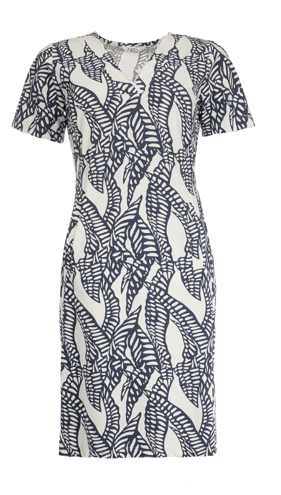 NED jurk travel print blauw